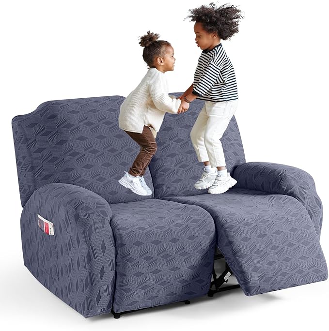 TAOCOCO Stretch  Recliner Chair Cover – 2 Seater in grey  pet friendly jacquard