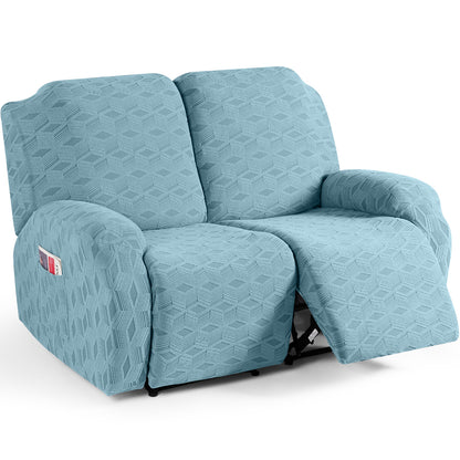 TAOCOCO Stretch  Recliner Chair Cover – 2 Seater in light blue pet friendly jacquard