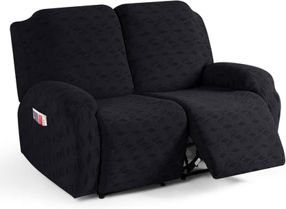 TAOCOCO Stretch  Recliner Chair Cover – 2 XL Seater in black pet friendly jacquard