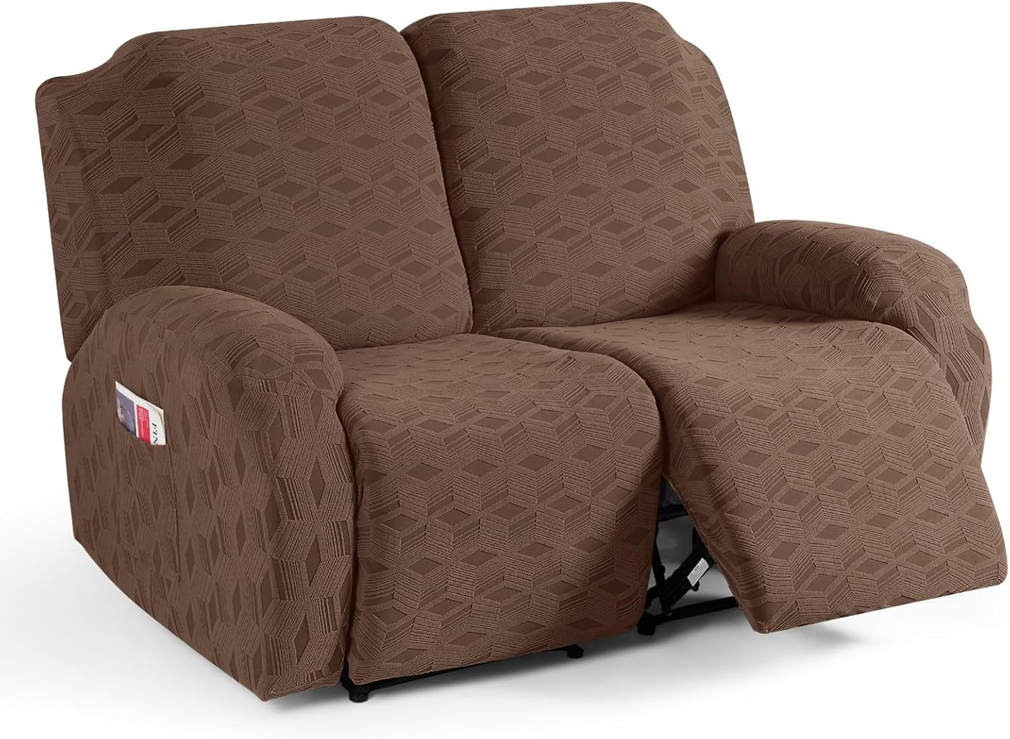 TAOCOCO Stretch  Recliner Chair Cover – 2 XL Seater in brown pet friendly jacquard