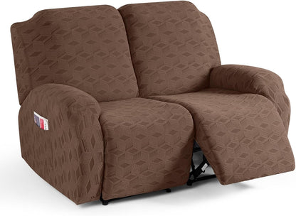 TAOCOCO Stretch  Recliner Chair Cover – 2 XL Seater in brown pet friendly jacquard