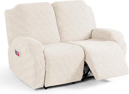 TAOCOCO Stretch  Recliner Chair Cover – 2 XL Seater in cream white pet friendly jacquard