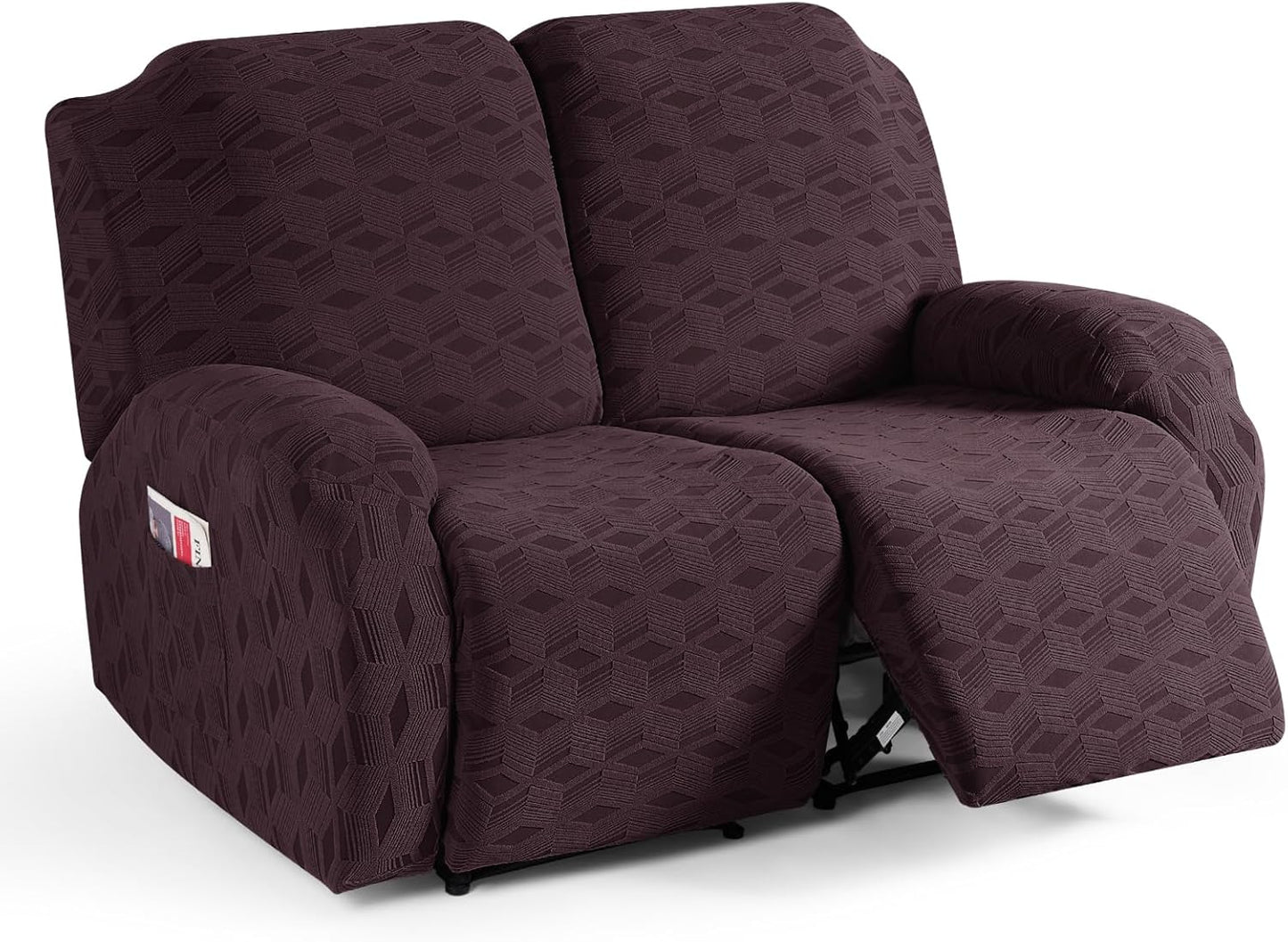 TAOCOCO Stretch  Recliner Chair Cover – 2 XL Seater in Dark Coffee pet friendly jacquard