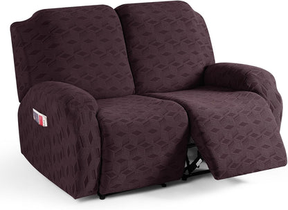 TAOCOCO Stretch  Recliner Chair Cover – 2 XL Seater in Dark Coffee pet friendly jacquard
