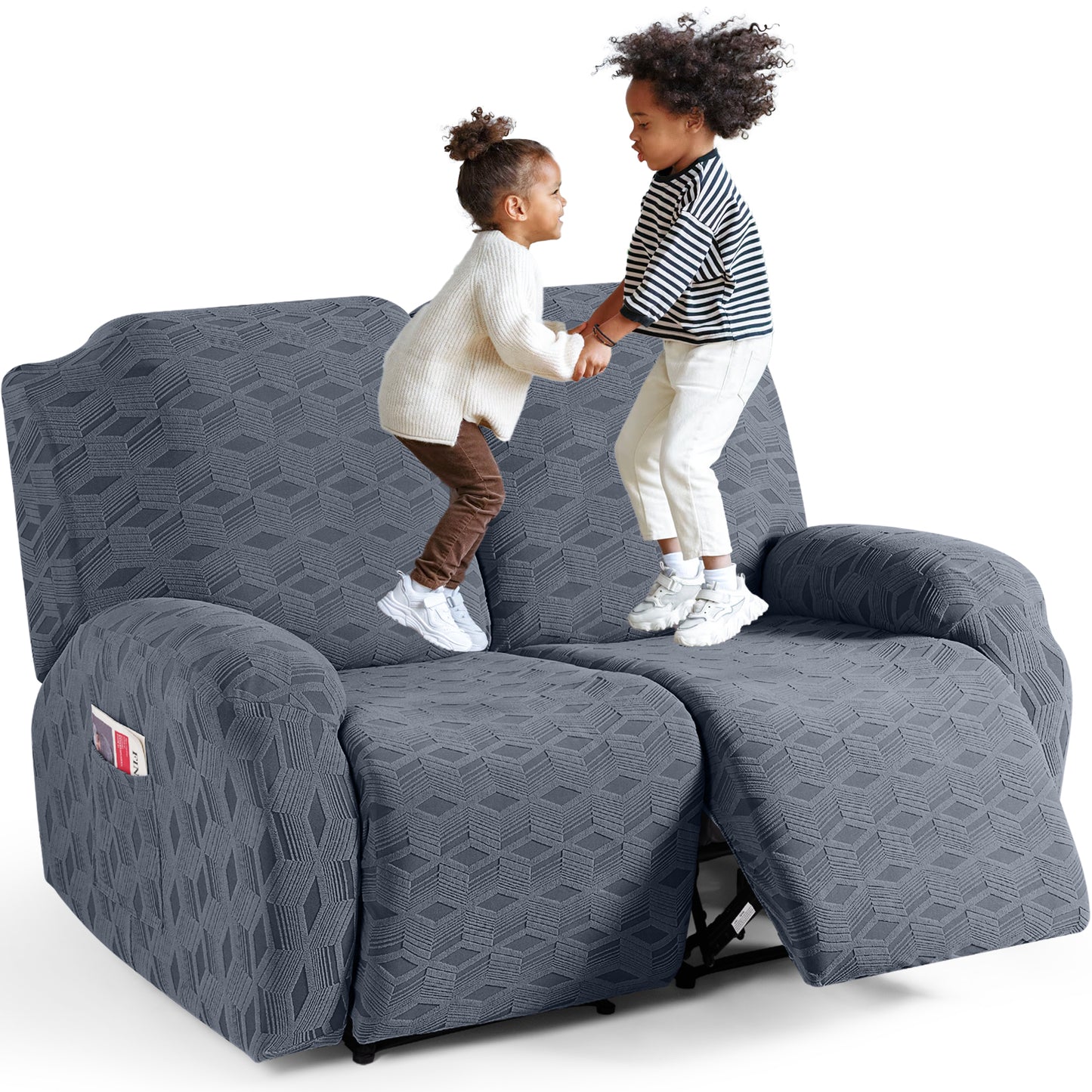 TAOCOCO Stretch  Recliner Chair Cover – 2 XL Seater in Dark Grey pet friendly jacquard