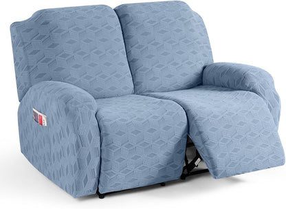 TAOCOCO Stretch  Recliner Chair Cover – 2 XL Seater in light blue pet friendly jacquard