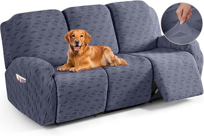 TAOCOCO Stretch  Recliner Chair Cover – 3 Seater in dark grey pet friendly jacquard