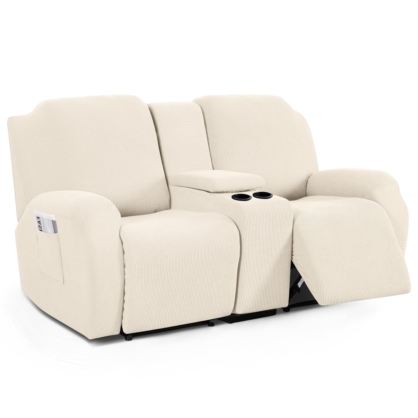 TAOCOCO Stretch Loveseat Cover for 2-Seat Recliner Couch with Middle Console in beige – Pet Friendly
