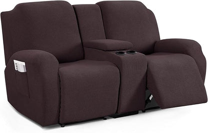TAOCOCO Stretch Loveseat Cover for 2-Seat Recliner Couch with Middle Console in Chocolate – Pet Friendly