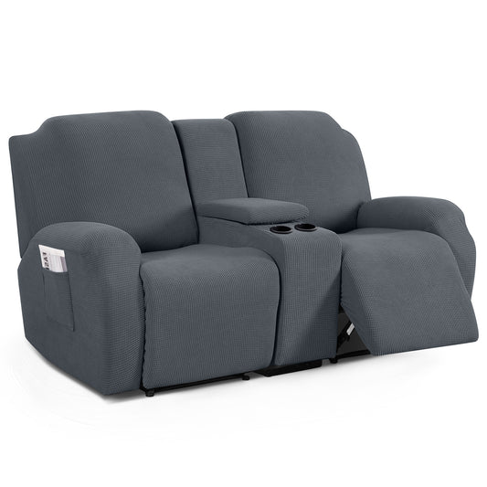 TAOCOCO Stretch Loveseat Cover for 2-Seat Recliner Couch with Middle Console in Gray – Pet Friendly