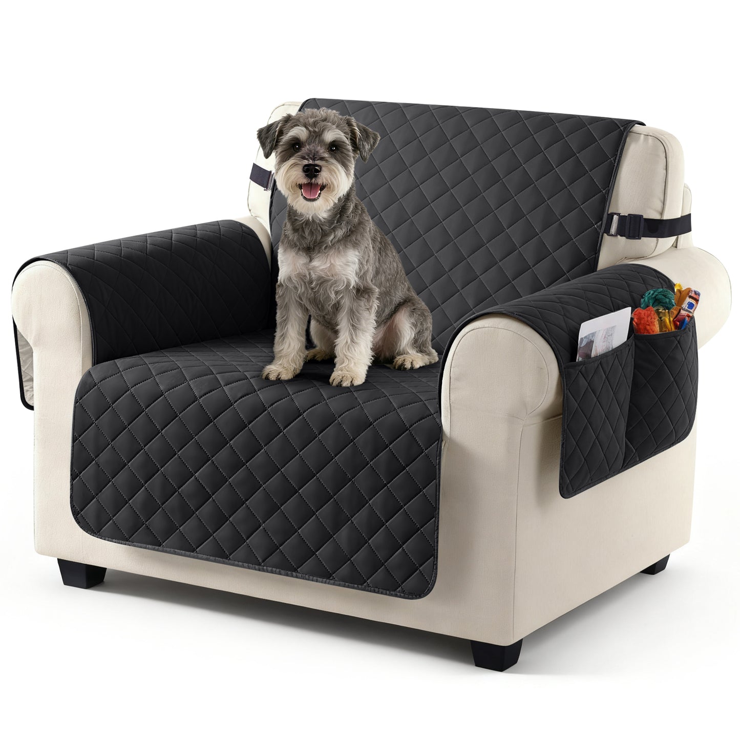 TAOCOCO 100% Waterproof 1-Seater Sofa Couch Cover in Black – Anti-Slip, Pet Friendly