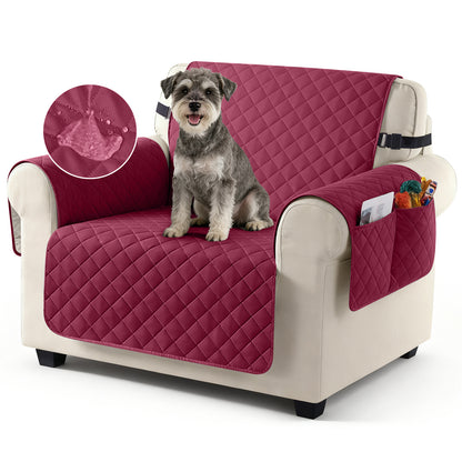 TAOCOCO 100% Waterproof 1-Seater Sofa Couch Cover in Burgundy – Anti-Slip, Pet Friendly