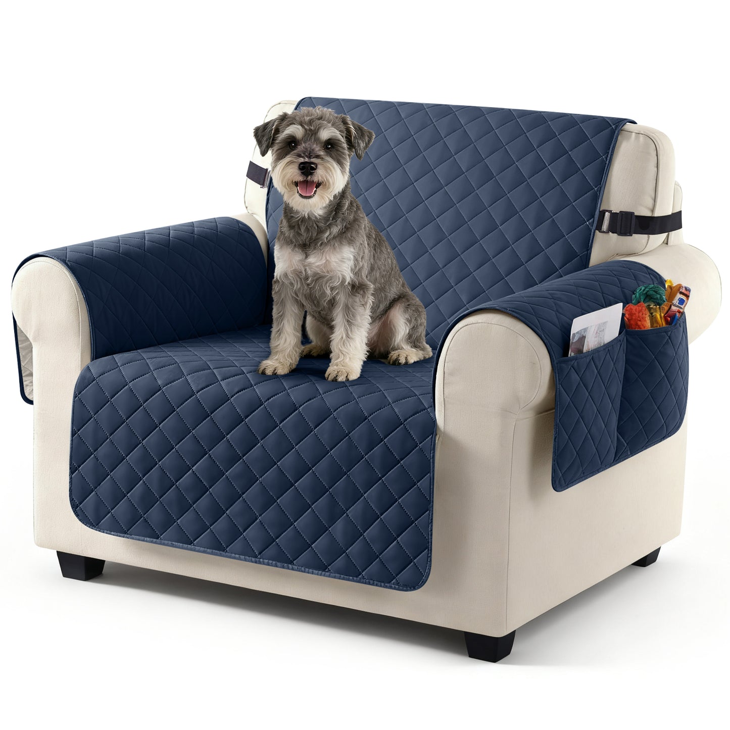 TAOCOCO 100% Waterproof 1-Seater Sofa Couch Cover in Dark Blue – Anti-Slip, Pet Friendly