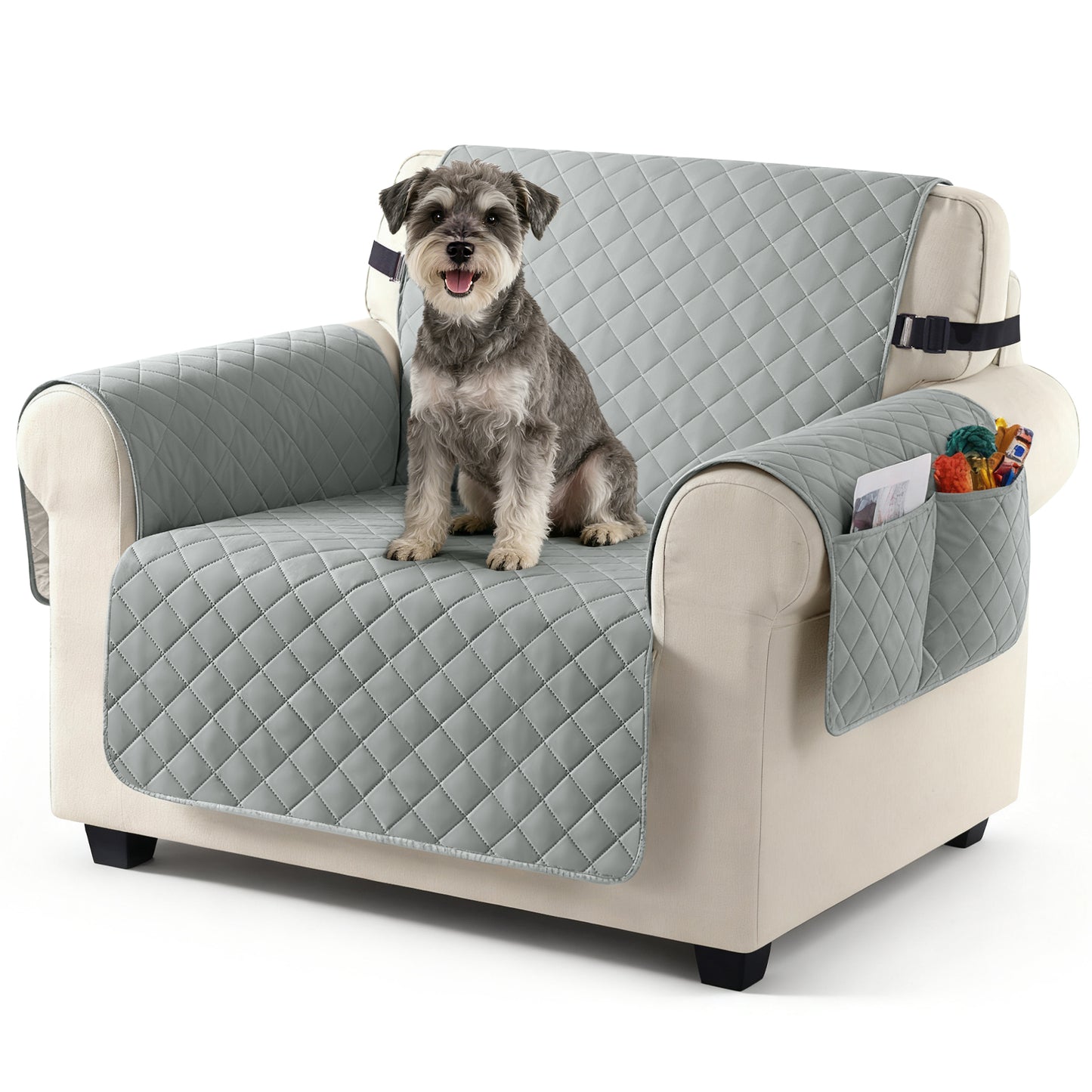TAOCOCO 100% Waterproof 1-Seater Sofa Couch Cover in Light Gray – Anti-Slip, Pet Friendly