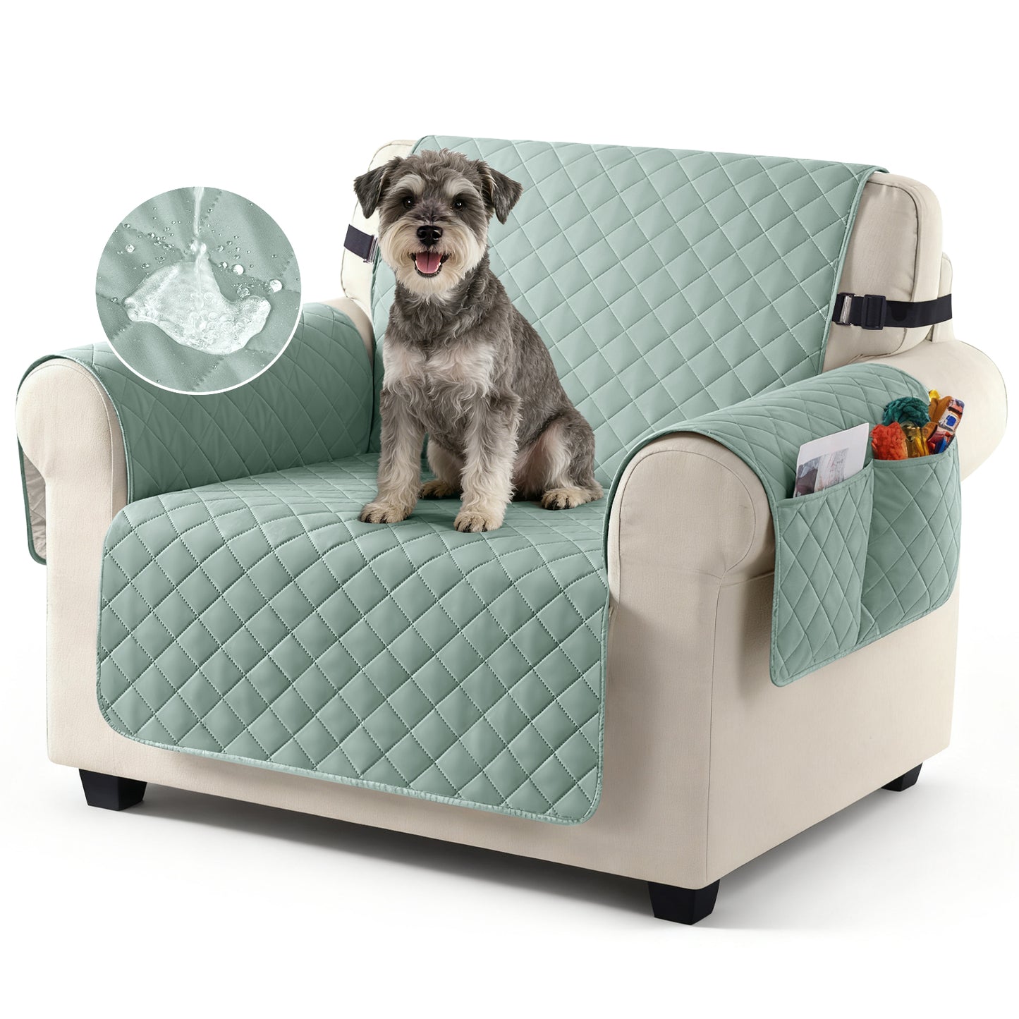 TAOCOCO 100% Waterproof 1-Seater Sofa Couch Cover in Mint Green – Anti-Slip, Pet Friendly