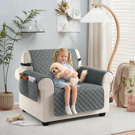 TAOCOCO 100% Waterproof Sofa Couch Covers 1 Seater, Anti Slip Washable Couch Slipcovers with Storage Pockets for Pets Kids