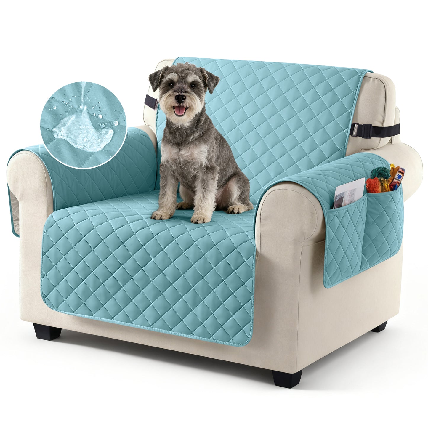 TAOCOCO 100% Waterproof 1-Seater Sofa Couch Cover in Sky Blue – Anti-Slip, Pet Friendly