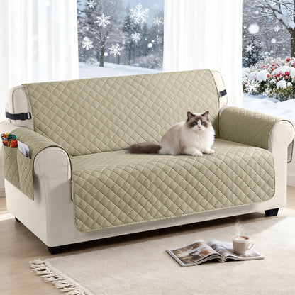 TAOCOCO 100% Waterproof 2-Seater Sofa Couch Cover in Beige – Anti-Slip, Pet Friendly