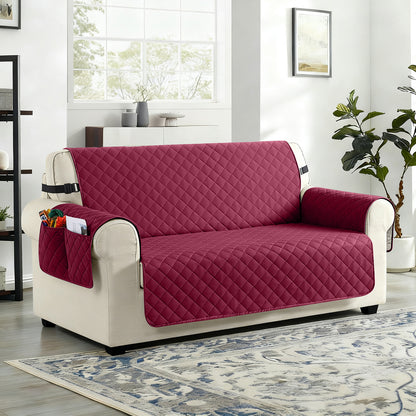 TAOCOCO 100% Waterproof 2-Seater Sofa Couch Cover in Burgundy – Anti-Slip, Pet Friendly