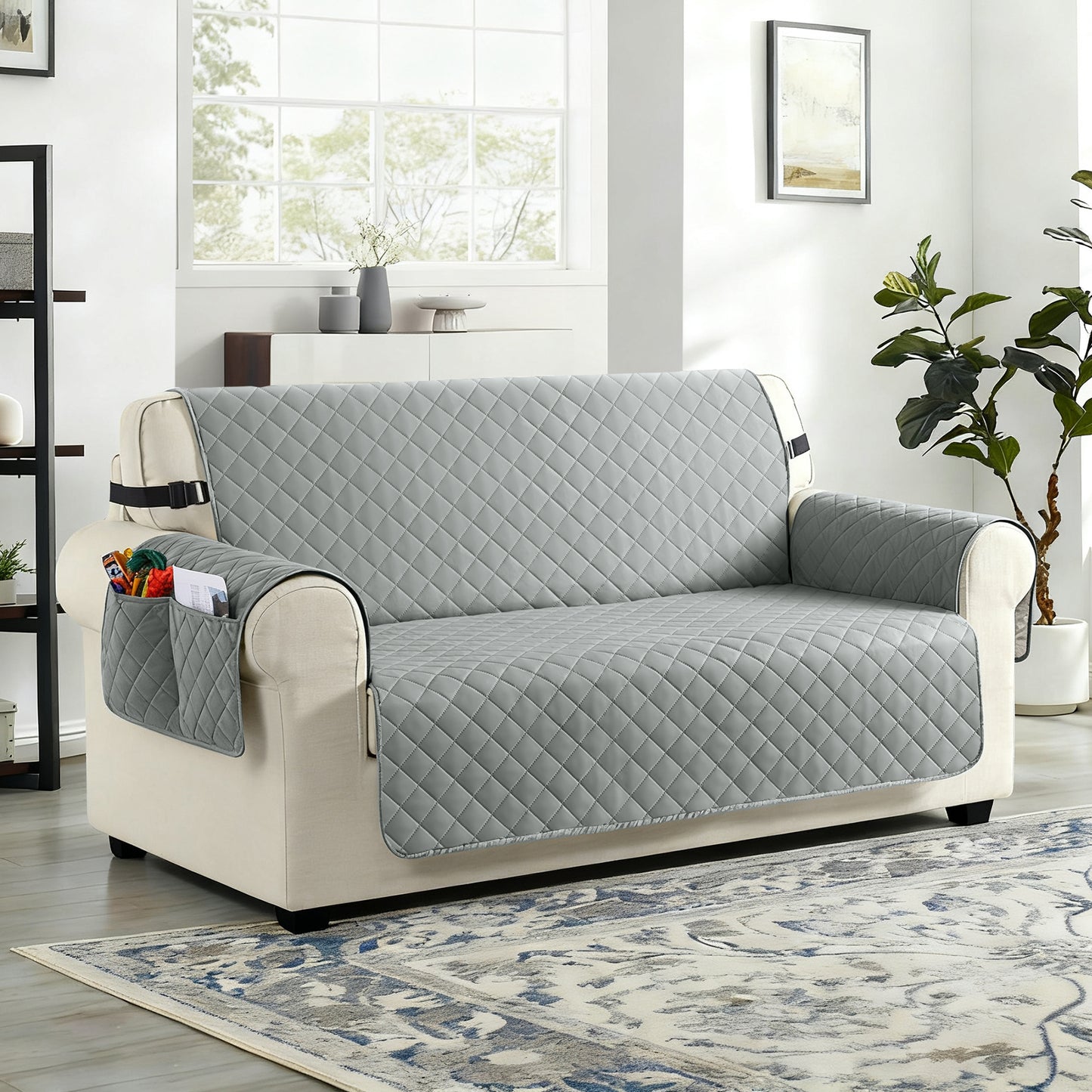 TAOCOCO 100% Waterproof 2-Seater Sofa Couch Cover in Light Gray – Anti-Slip, Pet Friendly