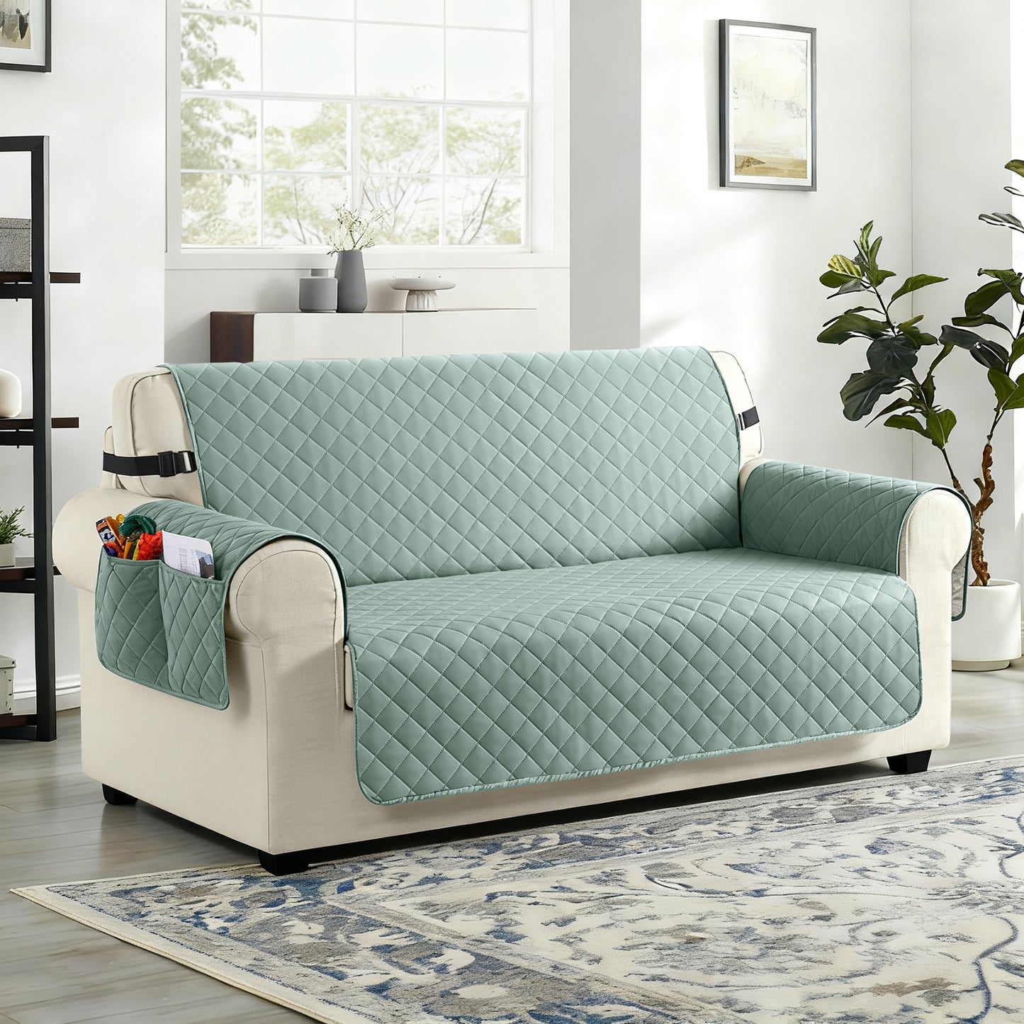 TAOCOCO 100% Waterproof 2-Seater Sofa Couch Cover in Mint Green – Anti-Slip, Pet Friendly