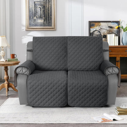 TAOCOCO 100% Waterproof 2-Seater Recliner Couch Cover 25.6 Inch in Charcoal Gray – Non-Slip, Pet Friendly