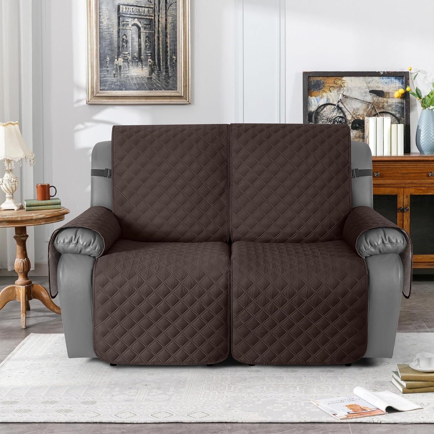 TAOCOCO 100% Waterproof 2-Seater Recliner Couch Cover 25.6 Inch in Chocolate – Non-Slip, Pet Friendly