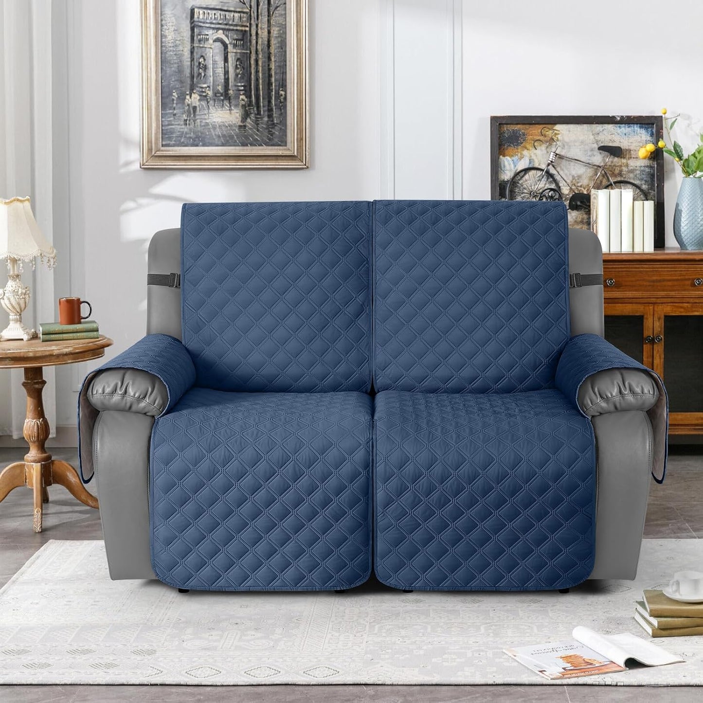 TAOCOCO 100% Waterproof 2-Seater Recliner Couch Cover 25.6 Inch in Ocean Blue – Non-Slip, Pet Friendly