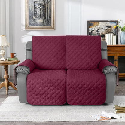 TAOCOCO 100% Waterproof 2-Seater Recliner Couch Cover 25.6 Inch in Wine – Non-Slip, Pet Friendly