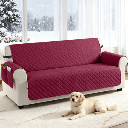 TAOCOCO 100% Waterproof 3-Seater Sofa Couch Cover in Burgundy – Anti-Slip, Pet Friendly