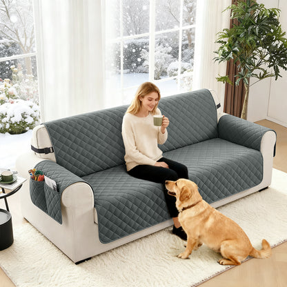 TAOCOCO 100% Waterproof 3-Seater Sofa Couch Cover in Dark Gray – Anti-Slip, Pet Friendly