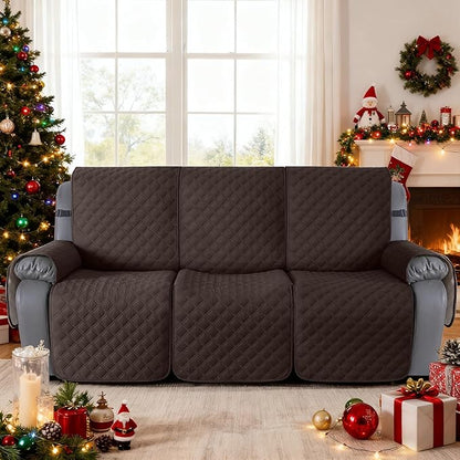 TAOCOCO 100% Waterproof 3-Seater 1-Piece Recliner Couch Cover in Chocolate
