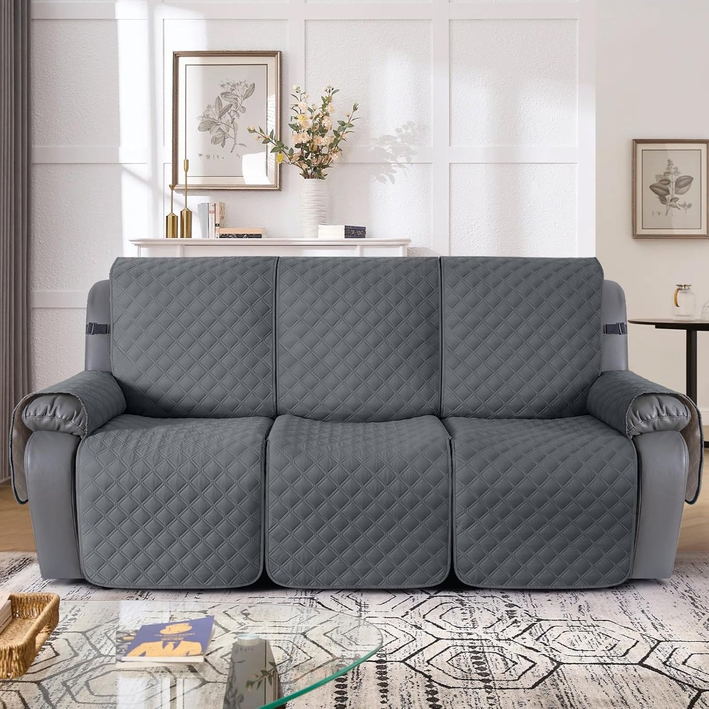 TAOCOCO 100% Waterproof 3-Seater 1-Piece Recliner Couch Cover in DARKGREY