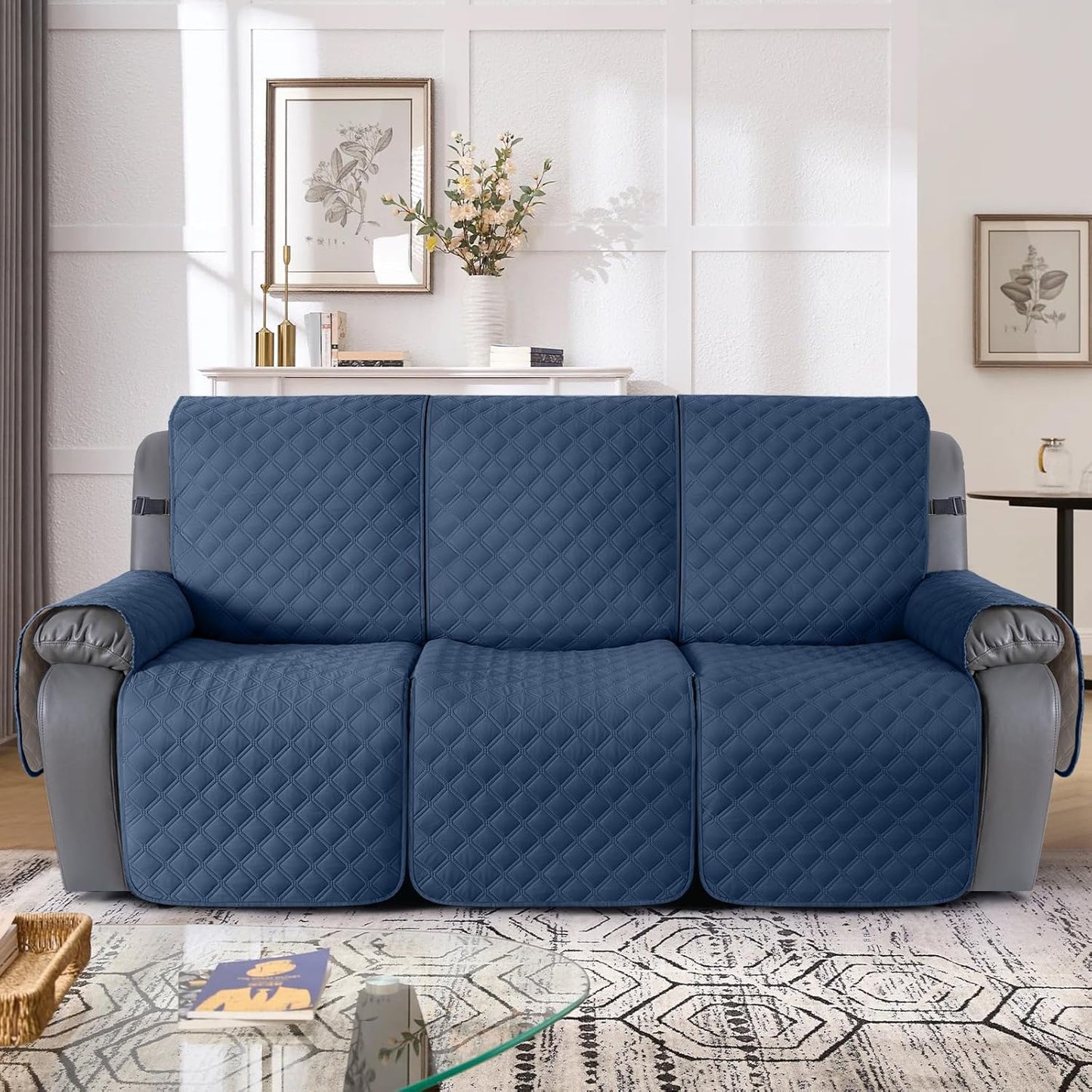TAOCOCO 100% Waterproof 3-Seater Recliner Couch Cover in Ocean Blue – Spill-Proof, Pet Friendly