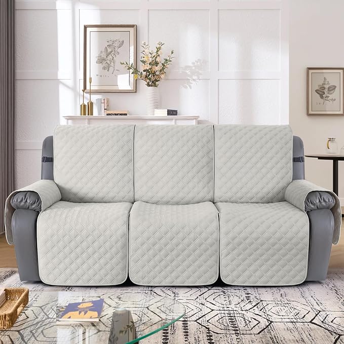 TAOCOCO 100% Waterproof 3-Seater 1-Piece Recliner Couch Cover in OFFWHITE
