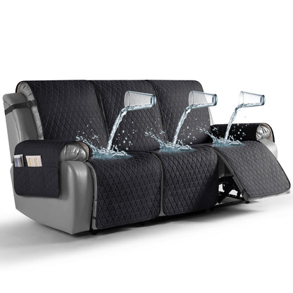 TAOCOCO 100% Waterproof 3-Seater Recliner Cover One-Piece in Black – Non-Slip, Pet Friendly