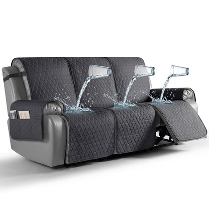 TAOCOCO 100% Waterproof 3-Seater Recliner Cover One-Piece in Dark Gray – Non-Slip, Pet Friendly