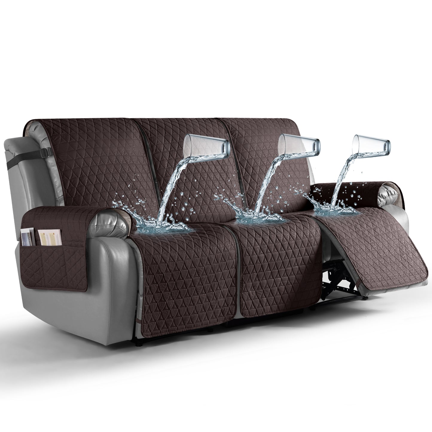 TAOCOCO 100% Waterproof 3-Seater Recliner Cover One-Piece in Chocolate – Non-Slip, Pet Friendly