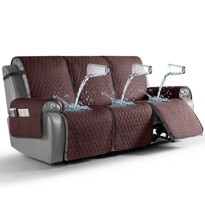 TAOCOCO 100% Waterproof 3-Seater Recliner Cover One-Piece in Coffee – Non-Slip, Pet Friendly