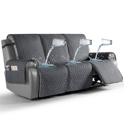 TAOCOCO 100% Waterproof 3-Seater Recliner Cover One-Piece in Dark Gray – Non-Slip, Pet Friendly
