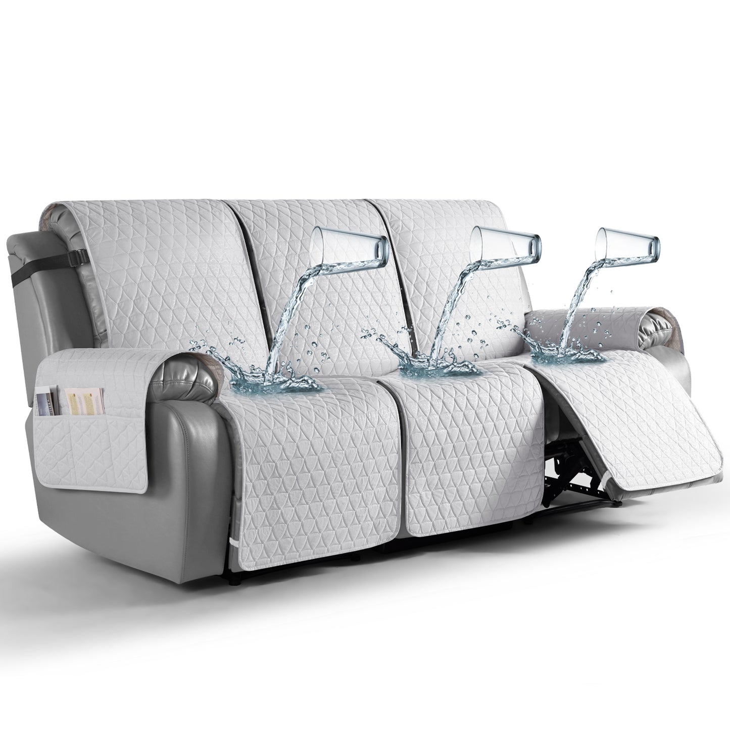 TAOCOCO 100% Waterproof 3-Seater Recliner Cover One-Piece in Off White – Machine Washable
