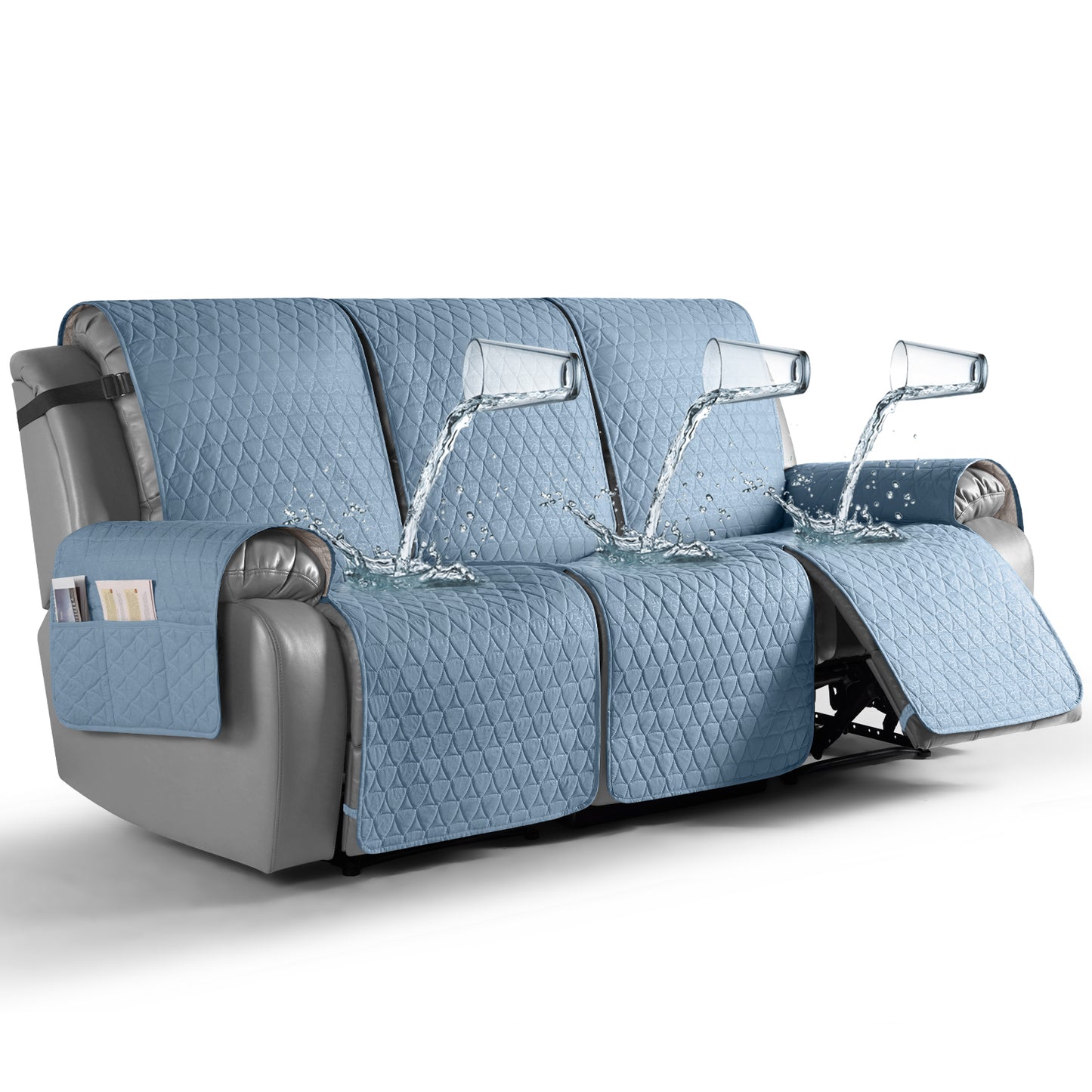 TAOCOCO 100% Waterproof 3-Seater Recliner Cover One-Piece in Sky Blue – Non-Slip, Pet Friendly
