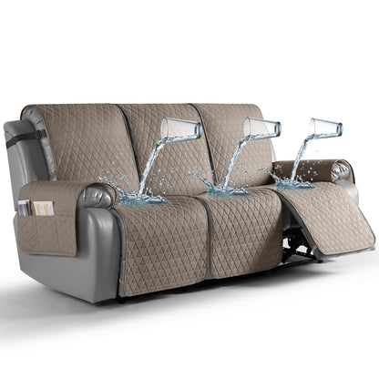 TAOCOCO 100% Waterproof 3-Seater Recliner Cover One-Piece in Taupe – Non-Slip, Pet Friendly