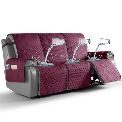 TAOCOCO 100% Waterproof 3-Seater Recliner Cover One-Piece in Wine – Non-Slip, Pet Friendly