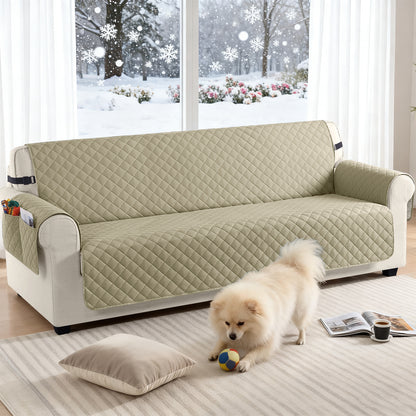 TAOCOCO 100% Waterproof 4-Seater Sofa Couch Cover in Beige – Anti-Slip, Pet Friendly