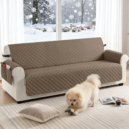 TAOCOCO 100% Waterproof 4-Seater Sofa Couch Cover in Brown – Anti-Slip, Pet Friendly