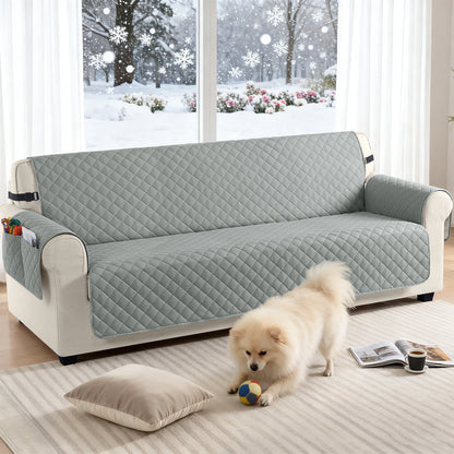 TAOCOCO 100% Waterproof 4-Seater Sofa Couch Cover in Light Gray – Anti-Slip, Pet Friendly