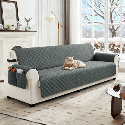 TAOCOCO 100% Waterproof 4-Seater Sofa Couch Cover in Dark Gray – Anti-Slip, Pet Friendly