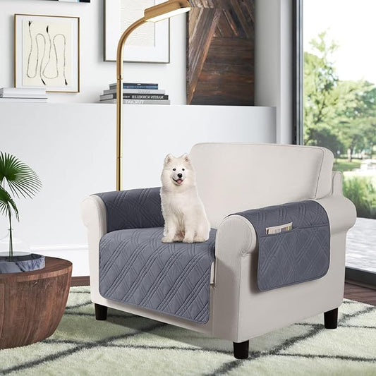TAOCOCO 100% Waterproof Chair Cover for Pets Dogs with Non-Slip Backing in Dark Gray  couch chair cover