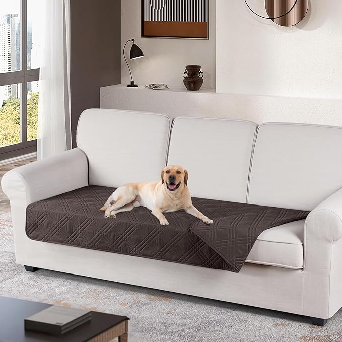 TAOCOCO 100% Waterproof Couch Cover 3 seat in chocolate– Non-Slip, Pet Friendly
